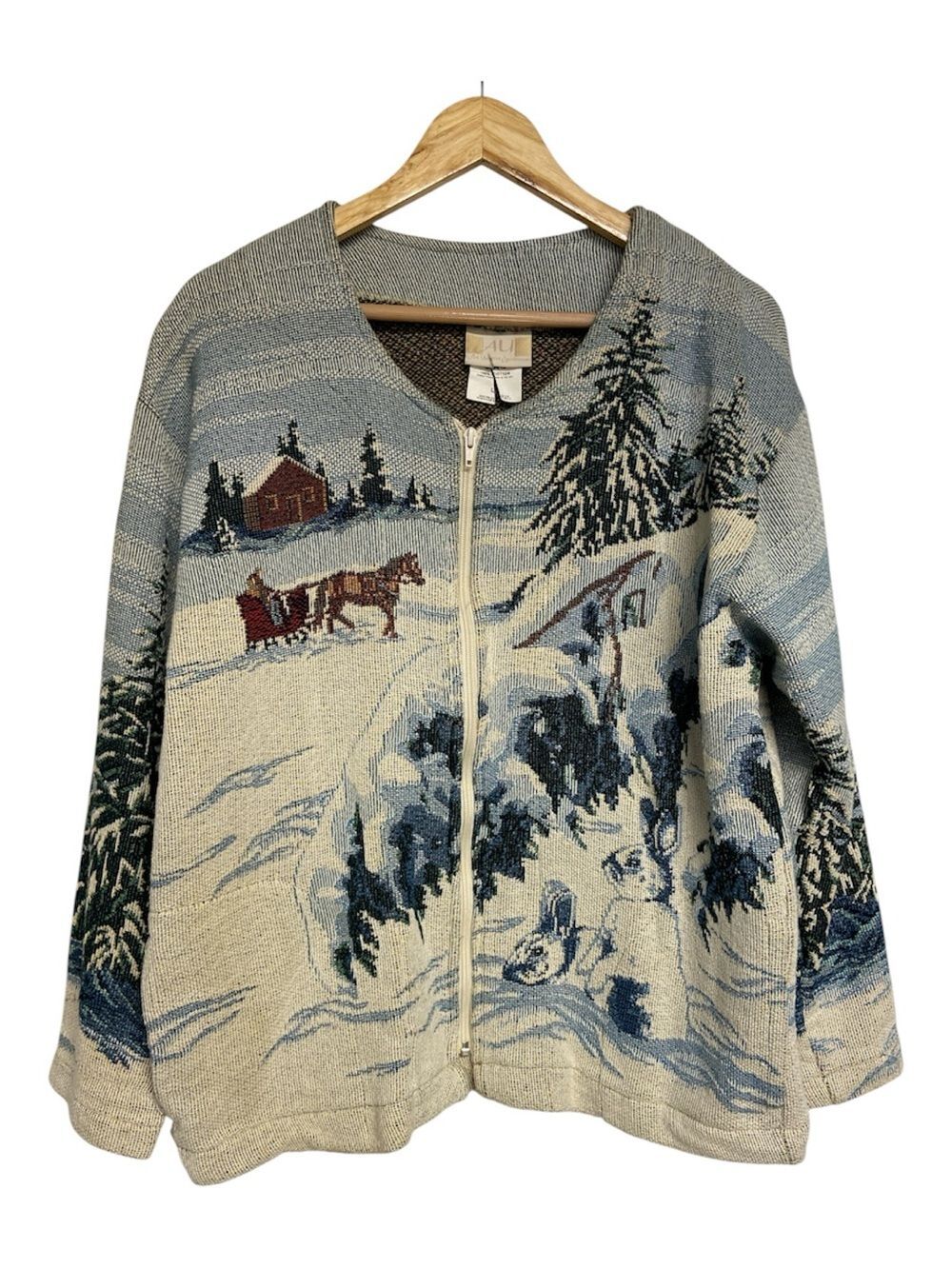 Art Unlimited Sportswear (AU) Vintage Tapestry Winter Front Zip Jacket Size L